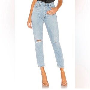 NWT Agolde Light Blue Distressed Ankle Jeans